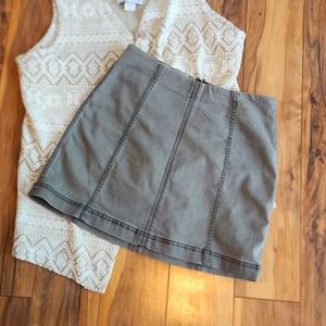 Mini M Skirt Free People Modern Femme Denim Short 8 Gray Green Sage Medium Boho